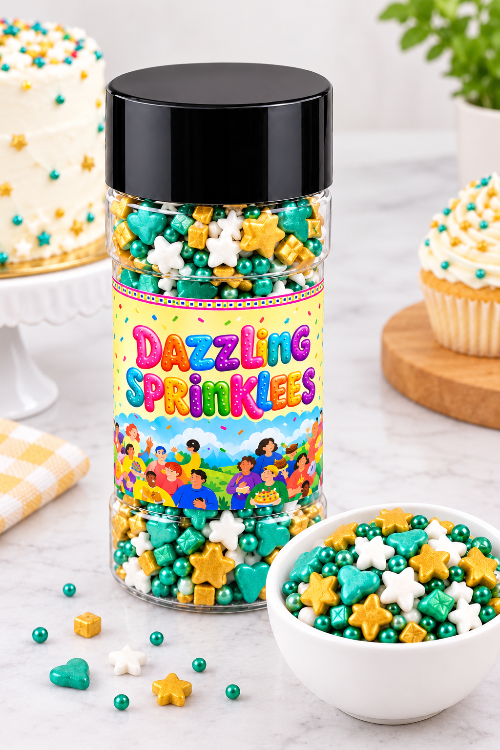 Pankraft Star Heart & Pearl Mix Dazzling Sprinklers 100gm