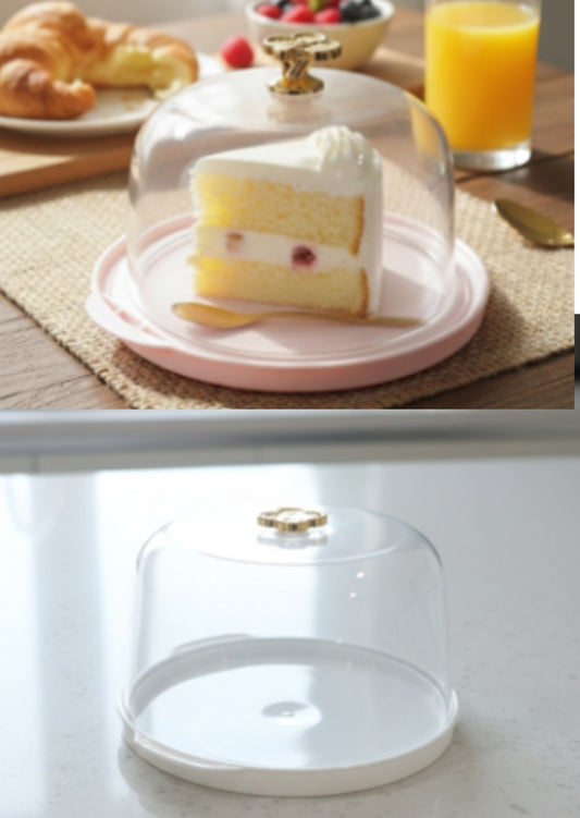 Round display cake tray with lid (size - 5*3)(random colour)