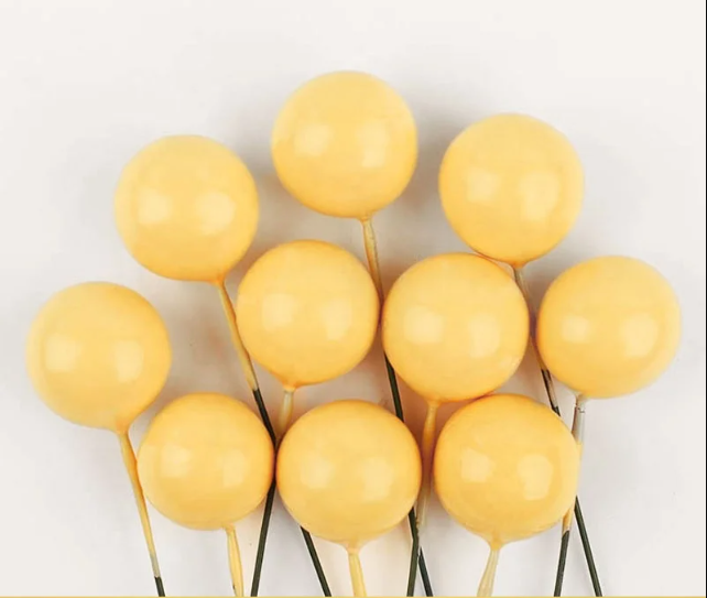 Mix Size Faux Balls Pastel Yellow colour pack of 20