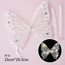 Ceramic Fairy Doll Cake Topper with Embroidered Butterfly Wings - blue and pink