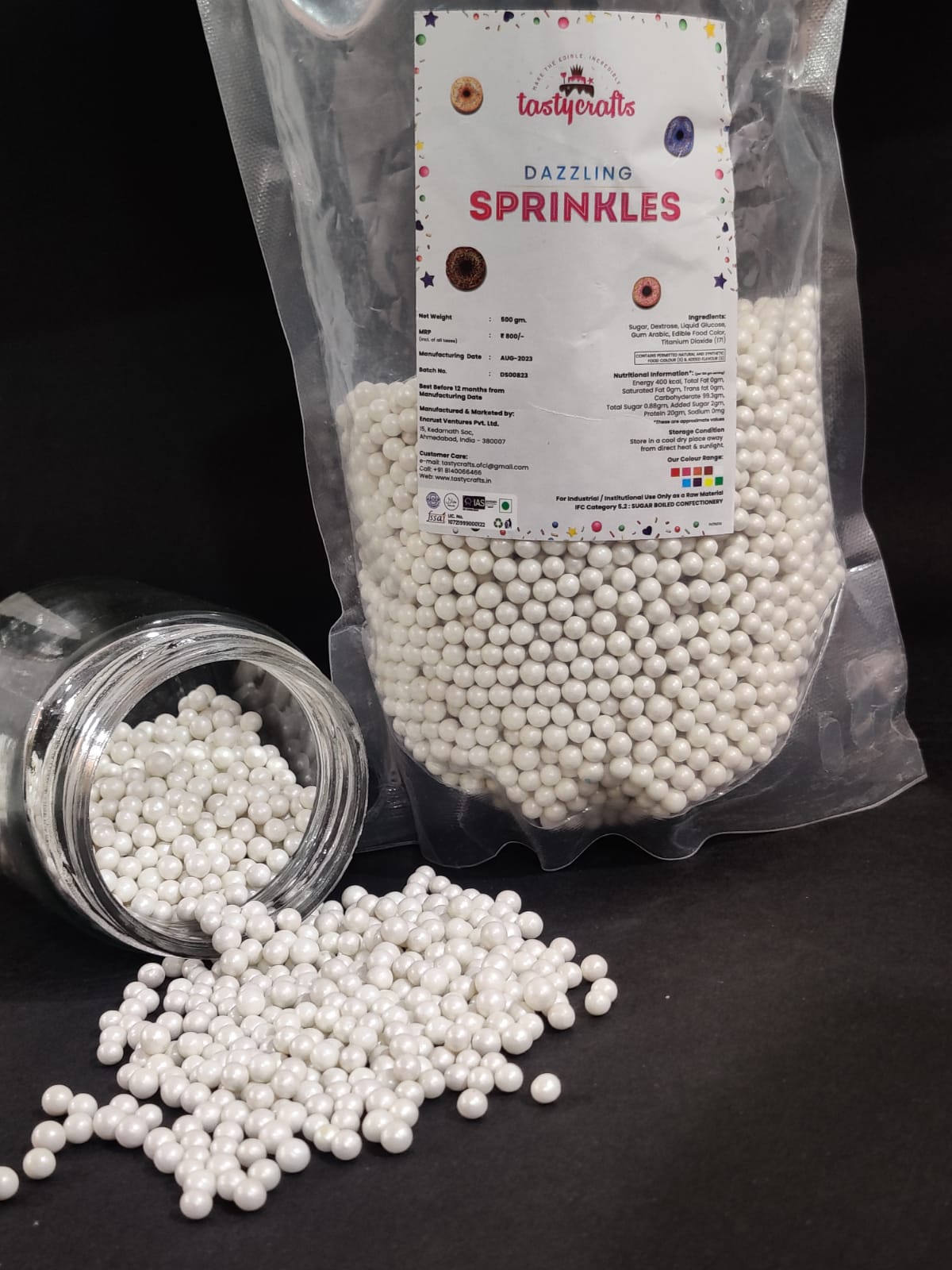 Tastycraft white Pearl Sprinkle 4mm