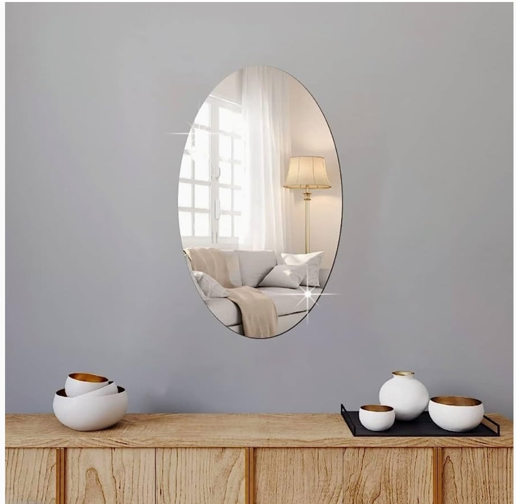 Oval Shape Adhesive Mirror Sticker for wall