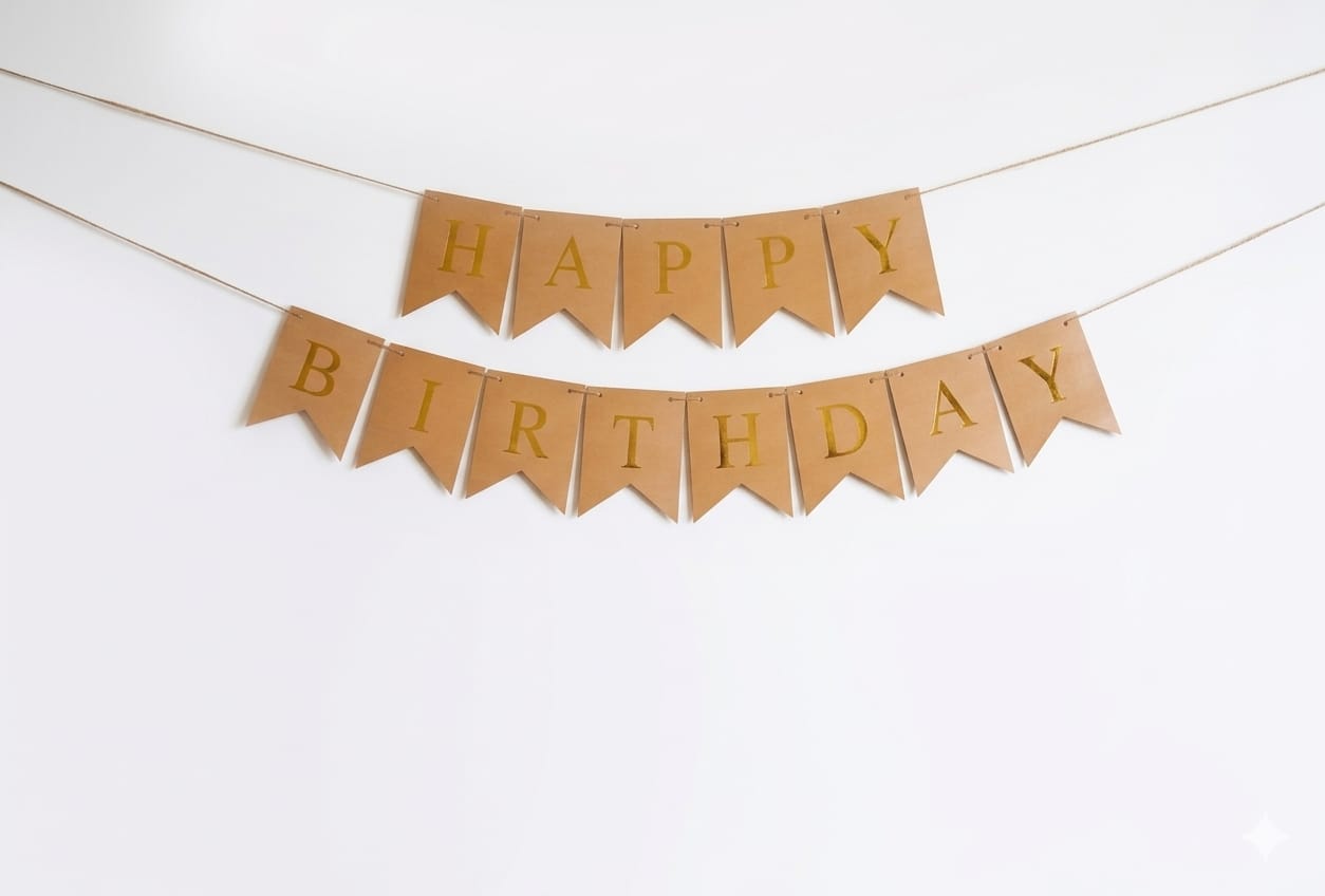 Dark beige  Happy Birthday banner
