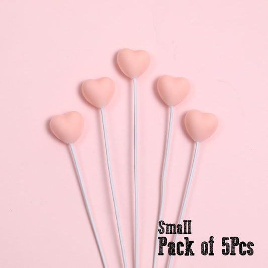 Pink Heart Topper Pack of 5