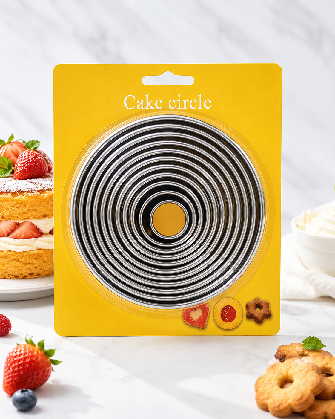 Stainless steel cake and cookie cutter