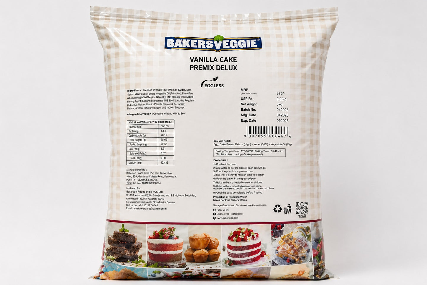BAKERSVILLE BAKERSVEGGIE VANILLA CAKE PREMIX DELUX 5kg