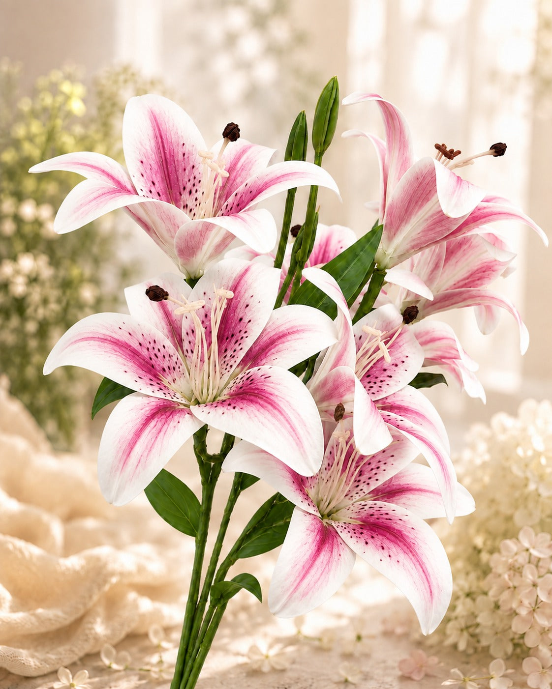 Artificial Soft pink Lily Flower Bouquet