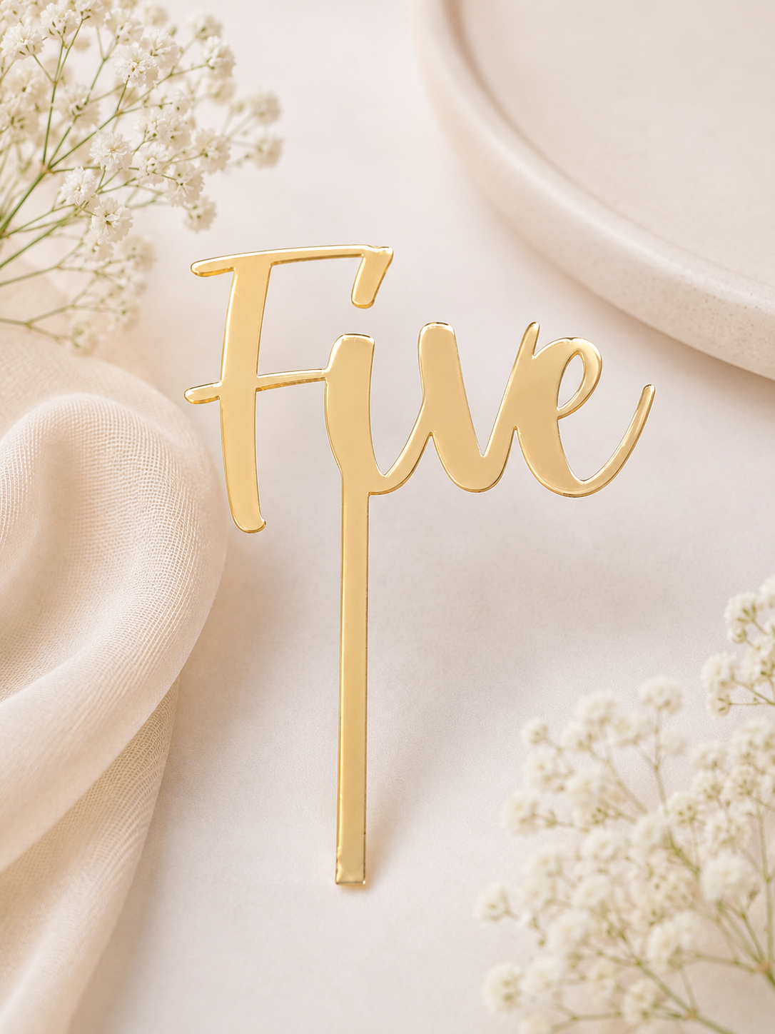 Acrylic 5 inch Five No topper