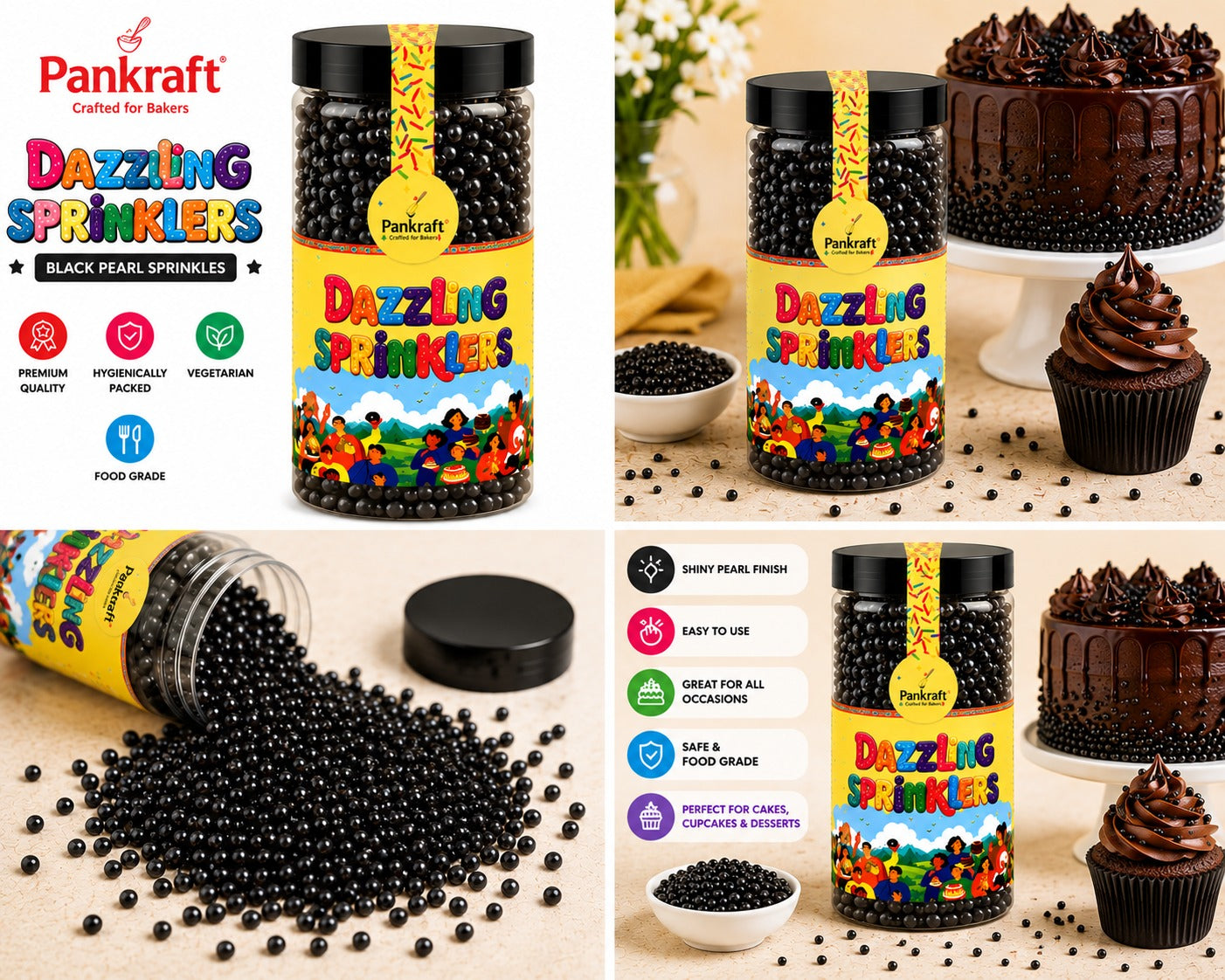 Pankraft Black Mix Pearl Dazzling Sprinkler (750gm)