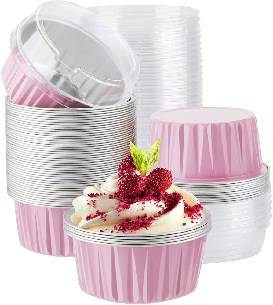 Aluminum Foil Round Desserts Cupcake Pans with Lid Pack of 10  size-2.5/1.5