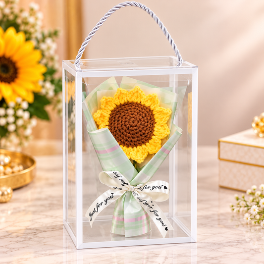 Handmade Crochet Sunflower Bouquet Gift Box