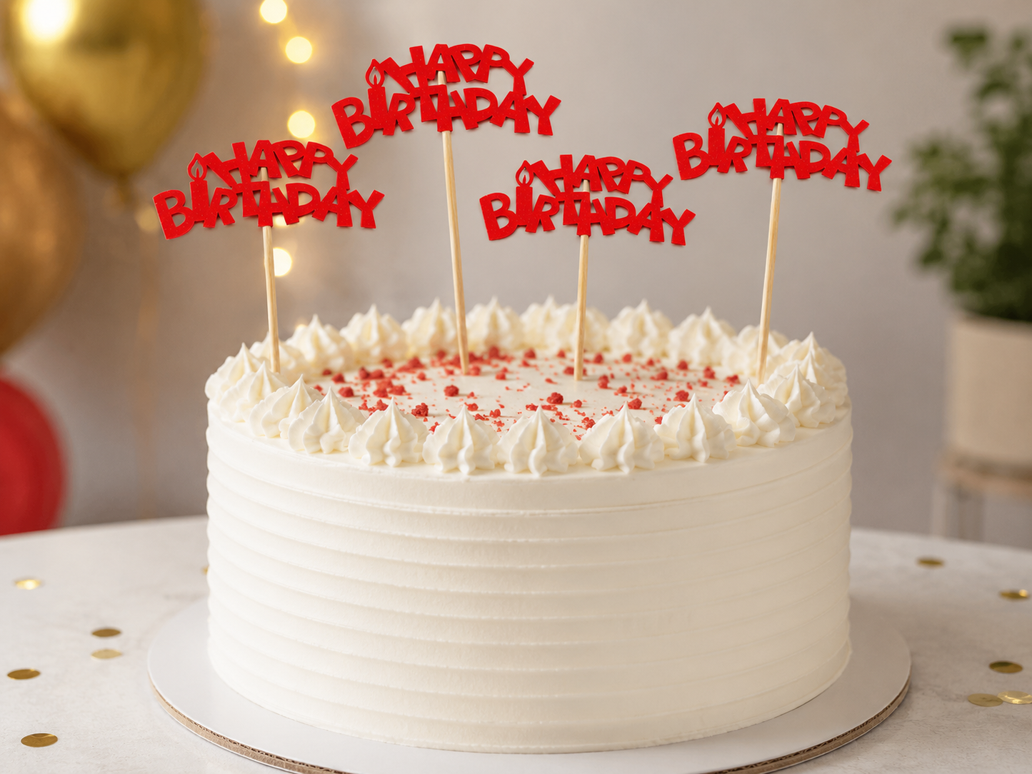 Happy Birthday Red Topper Pack of 4 (LWA-047)