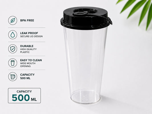 Shake glass with lid 500 ml
