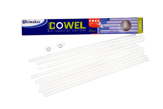 Ultimakes Dowel sticks Pack of 10 with dowel 2 pcs cap Size - 8mm * 300mm (12in)