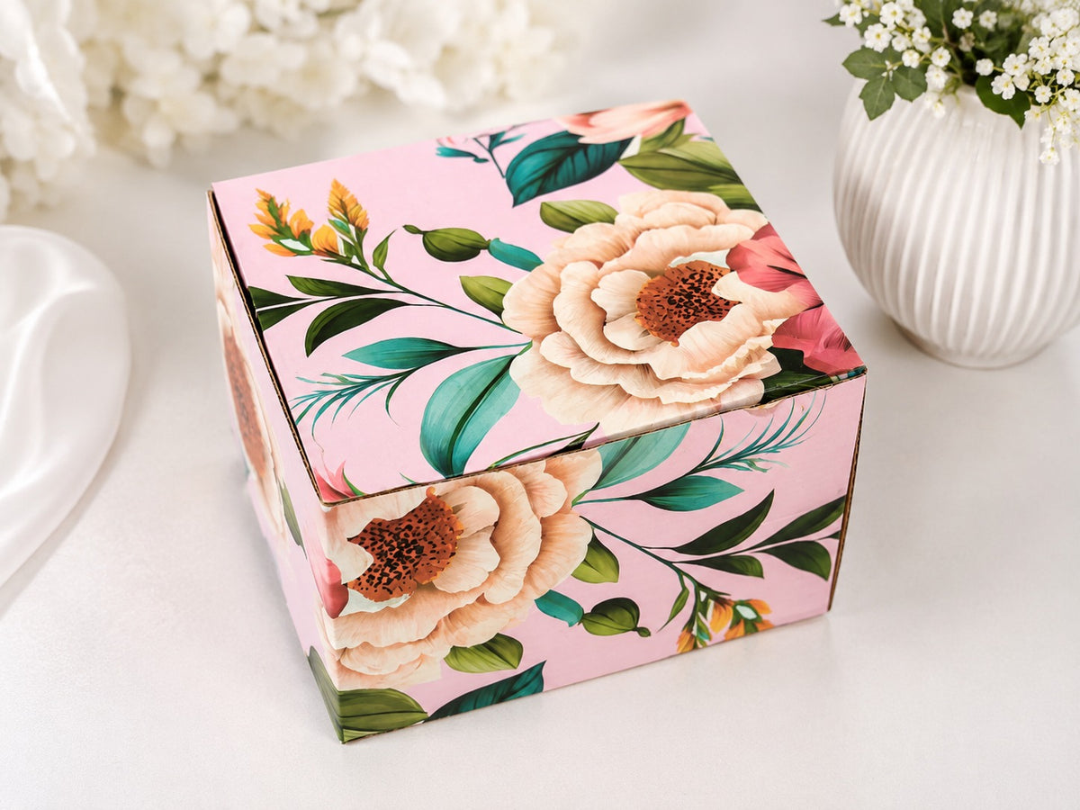 Pink 1 pound printed cake box 8×8×5 inch