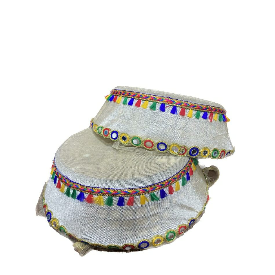 Potli Round Basket with Mirror work size - 11x3 inch