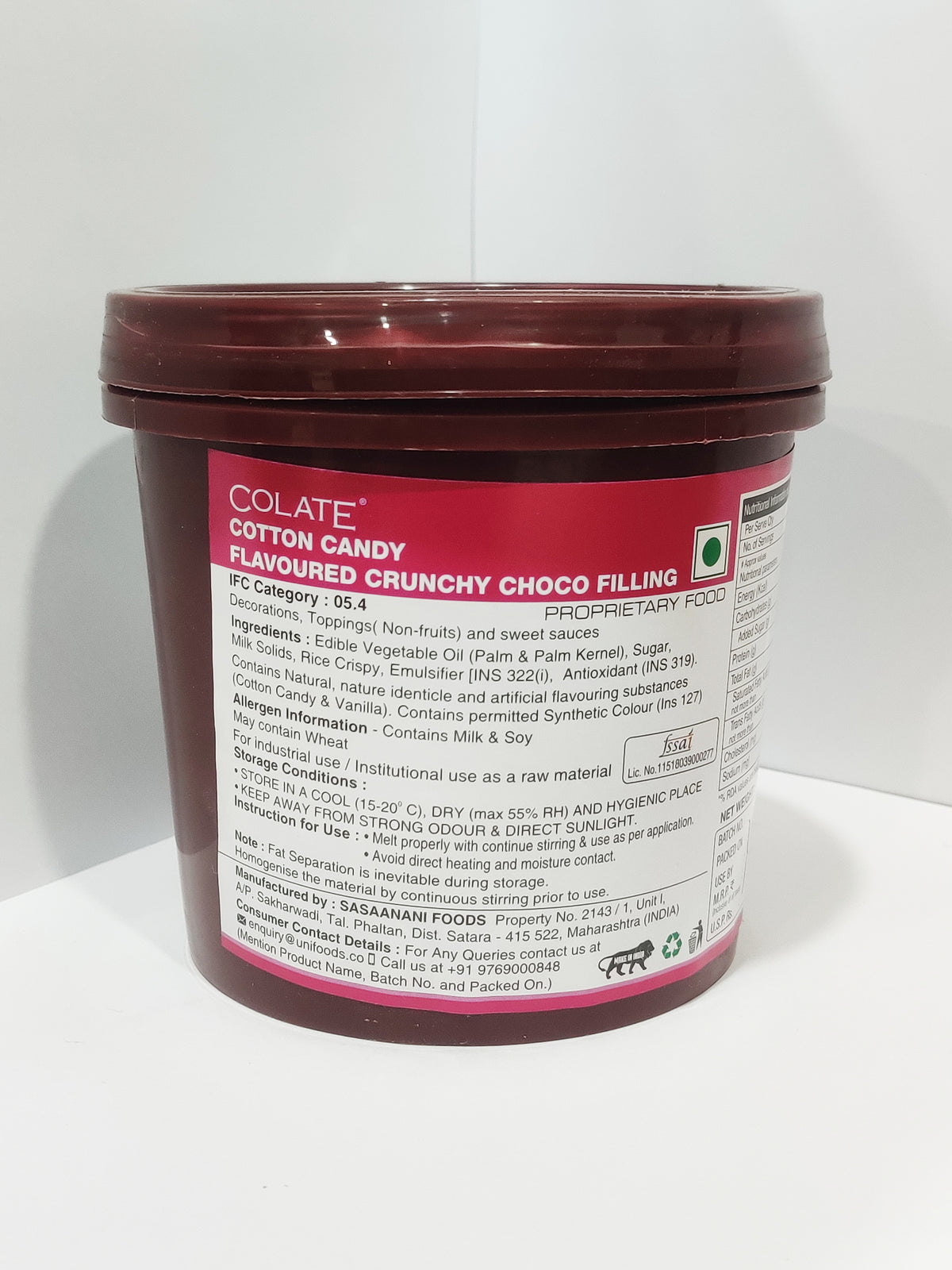 Colate Cotton Candy Flavoured Crunchy Choco Filling