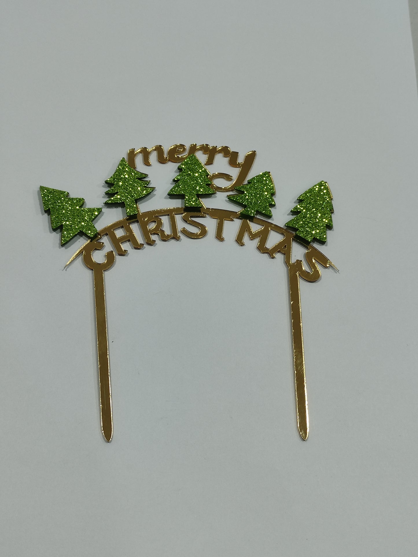 Merry Christmas Glitter Acrylic Topper