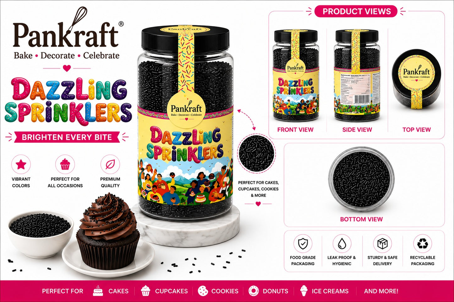 Pankraft Black Vermicelli Dazzling Sprinkler 500gm