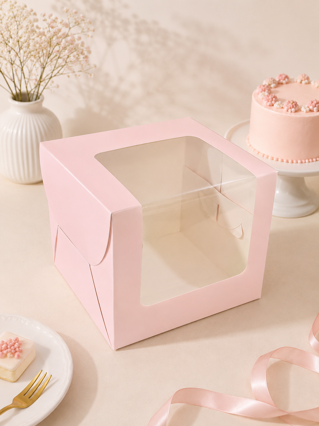 L Shape Window Cake Box size 8x8x8 pack of 10