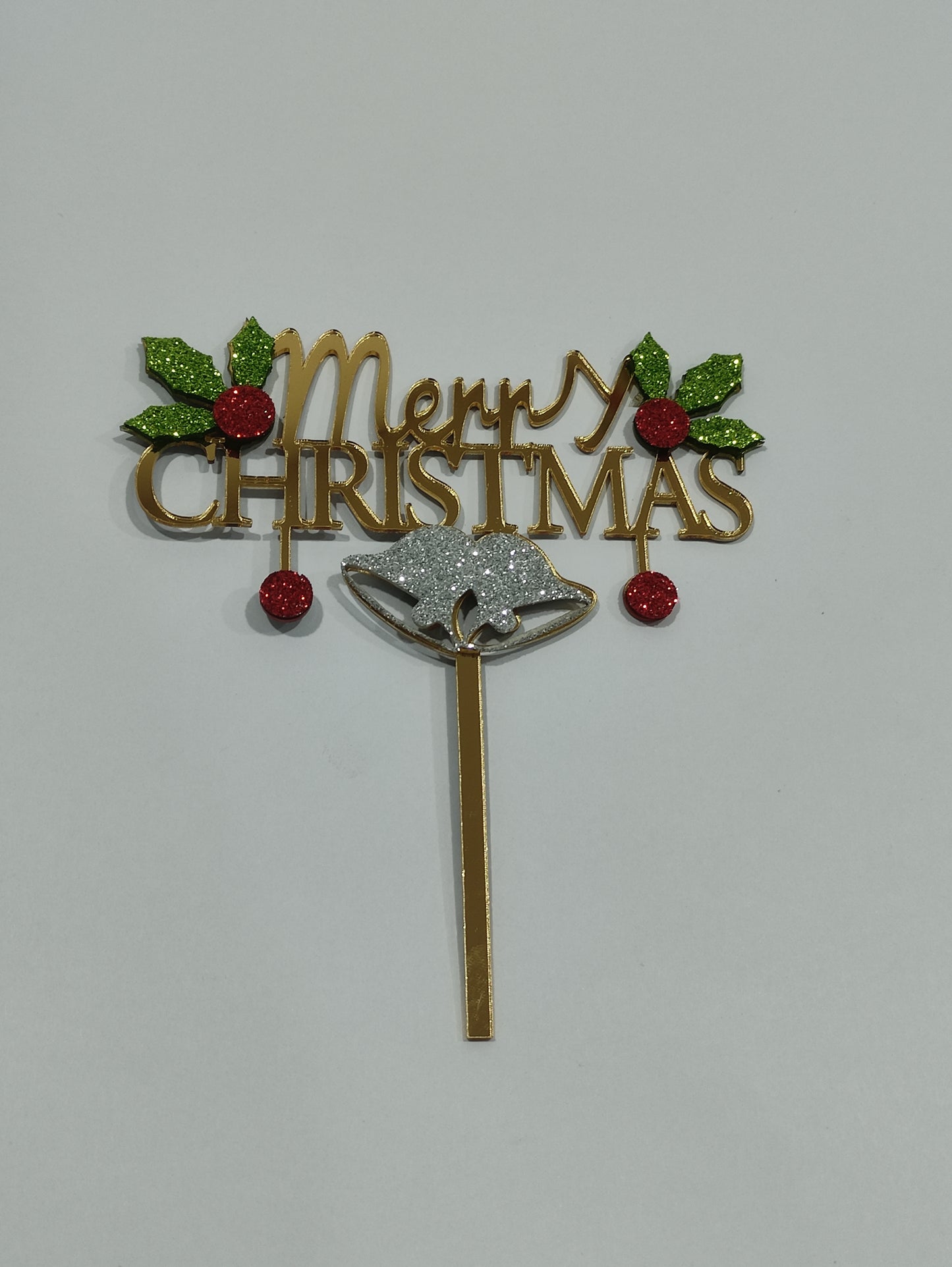 Merry Christmas Glitter Acrylic Topper