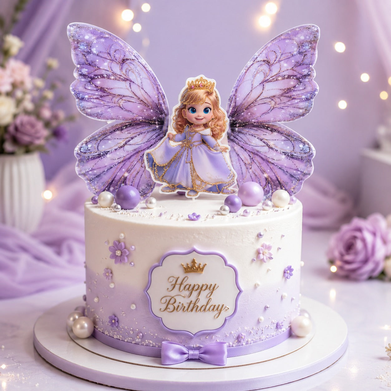 Princess Butterfly Theme Topper (2 wings 1 princess)