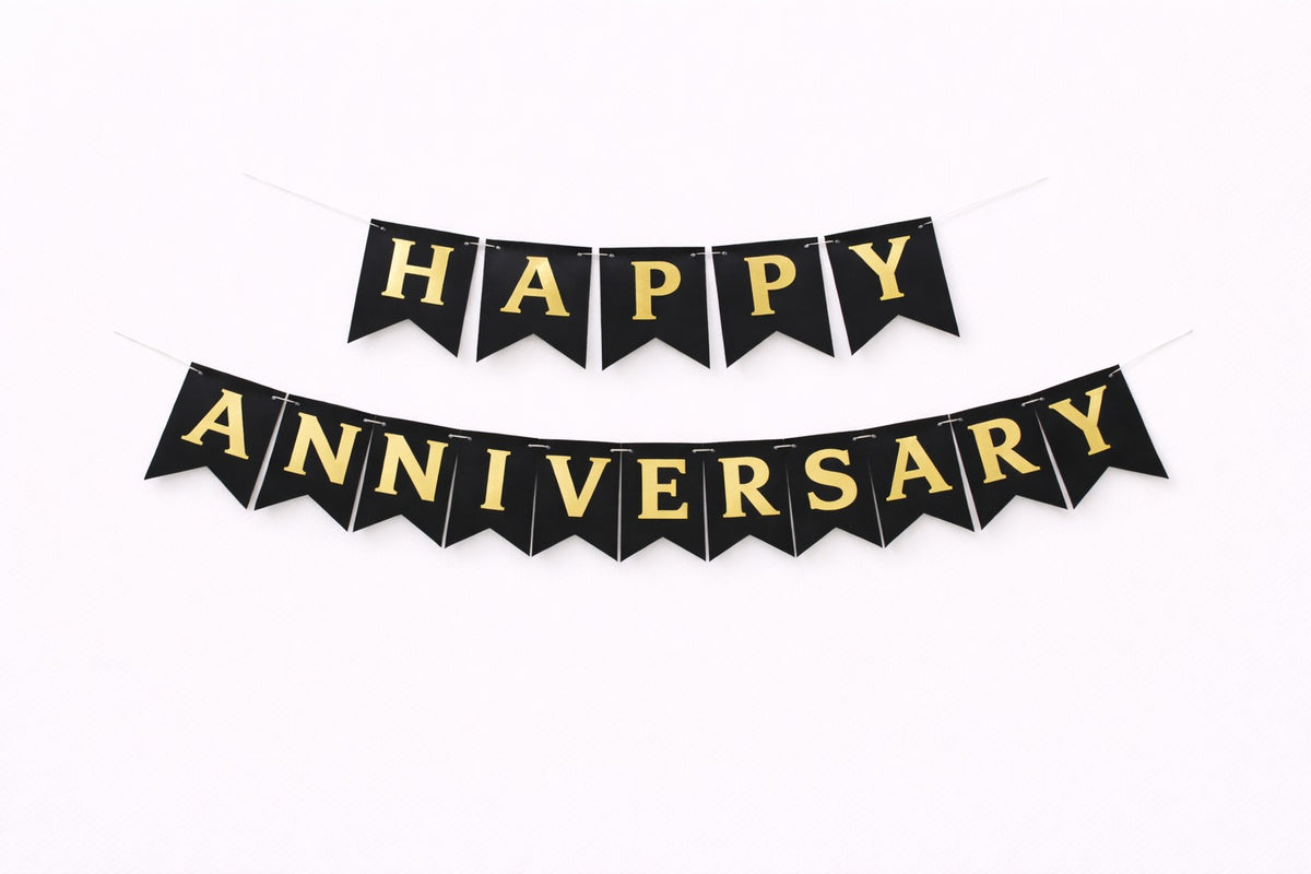 Black Happy Anniversary banner