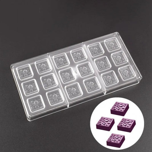 Square Water Drops Shape Poly Carbonate Chocolate Mould 18 Cavity