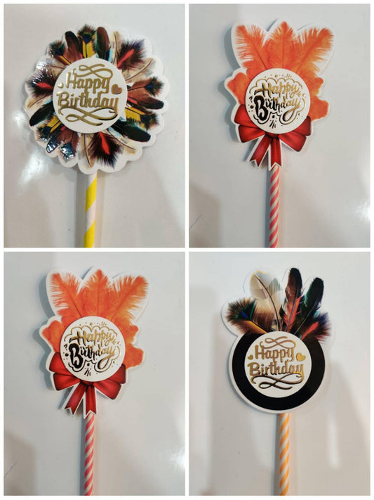 6 Inch Paper cake Topper Random Design (Pack of 5)  TT00123