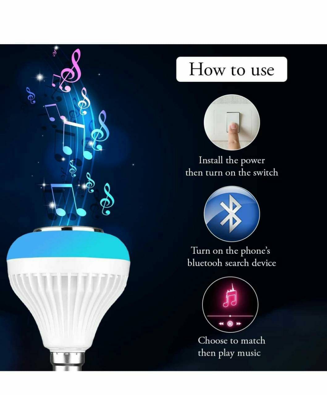 Homebakersmart Magic LED Bulb with Bluetooth speaker