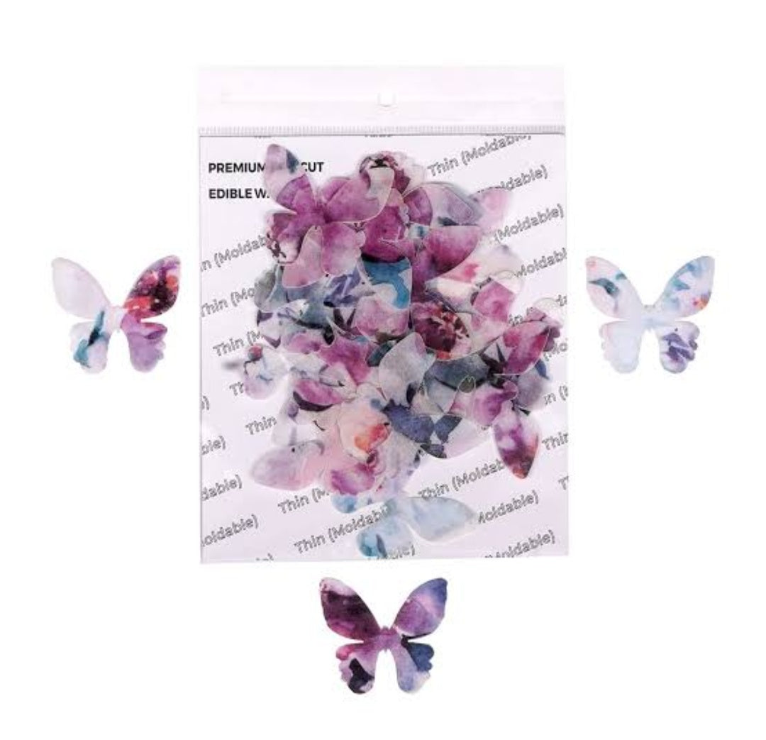 Abstract Cream Butterfly Edible Pre-Cut Wafers (WPC-013)