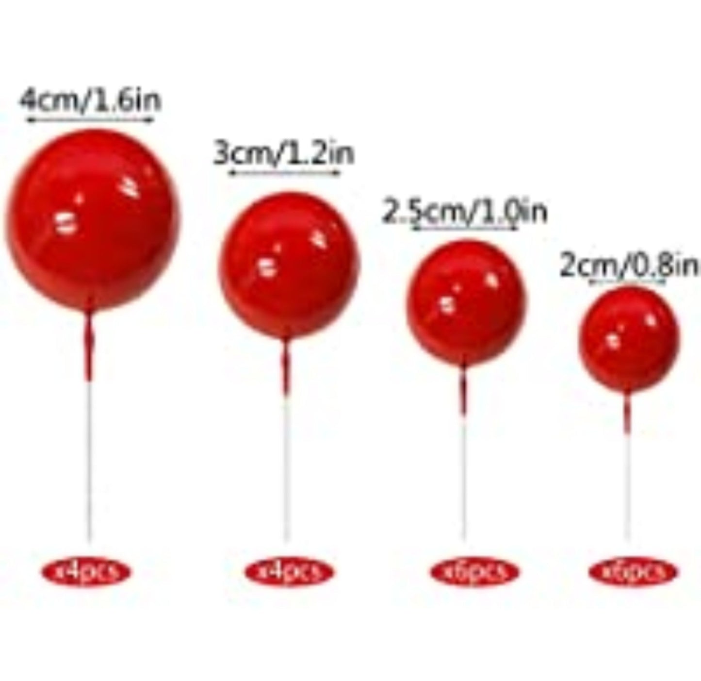 Mix Size Faux Balls Red  colour pack of 20