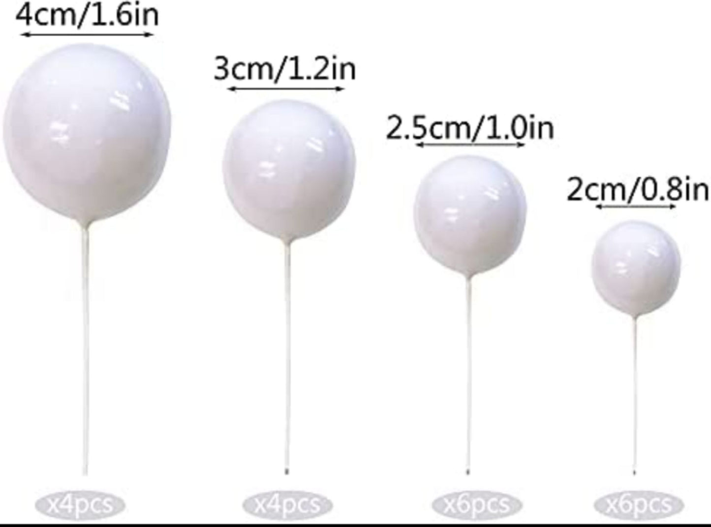 Mix Size Faux Balls White colour pack of 20