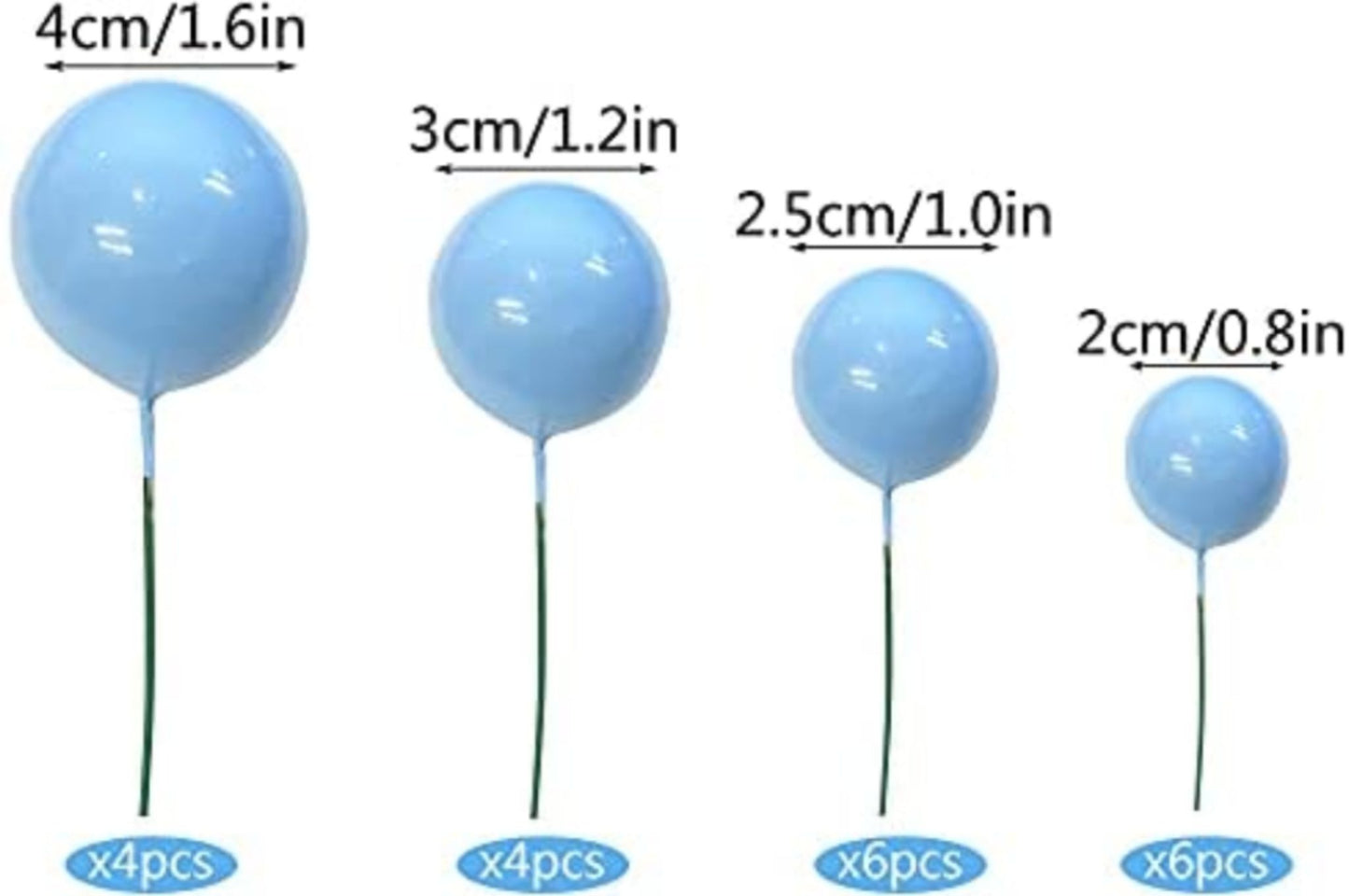 Mix Size Faux Balls Pastel Blue colour pack of 20