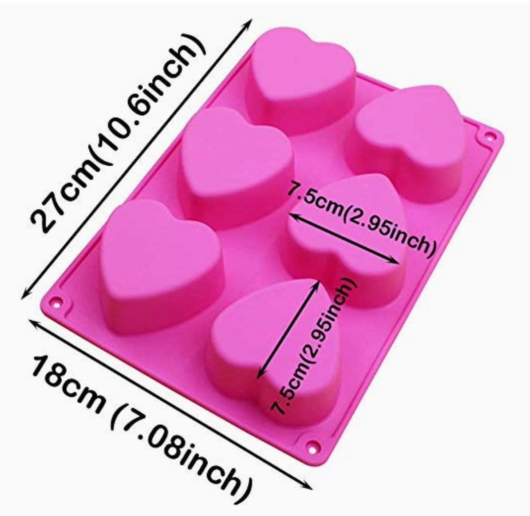 6 Cavity Heart Silicon Mould
( Rendom Colour )