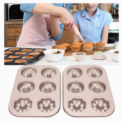 6 Cavity  Floral design donuts Cake tin
