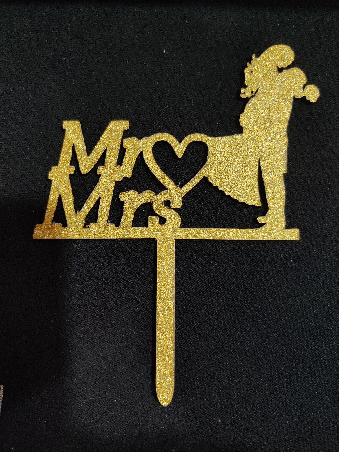 Mr&Mrs 5 inch Glitter Cake Topper  RT00551