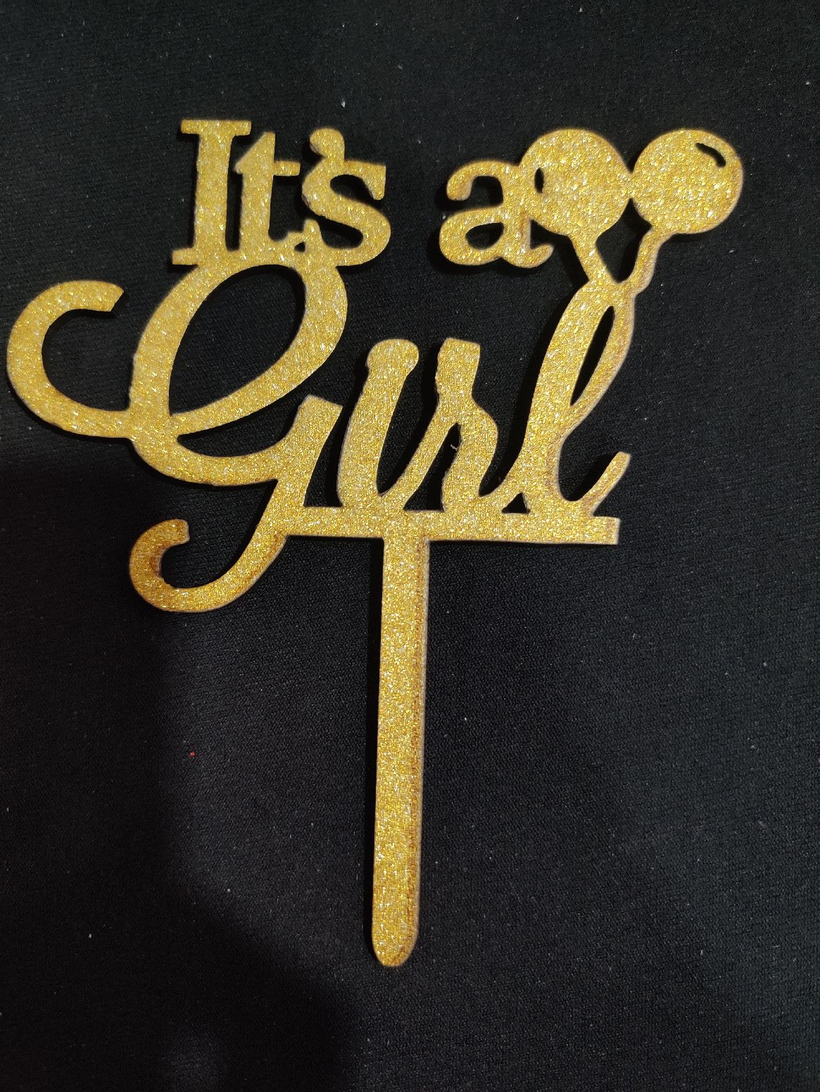 Its a Girl 5 inch Glitter Cake Topper