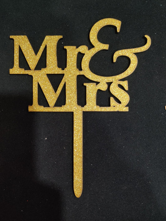 Mr&Mrs 5 inch Glitter Cake Topper RT00529