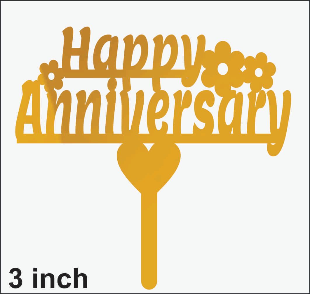 Acrylic Happy Anniversary  Topper 3 inch RT00592