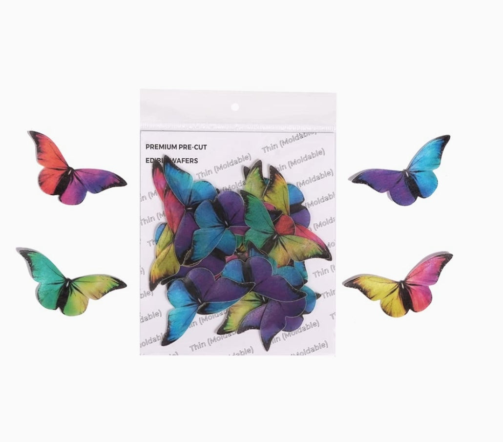 Colorful Butterfly Edible Pre-Cut Wafers Pack of - 28Code (WPC-040)